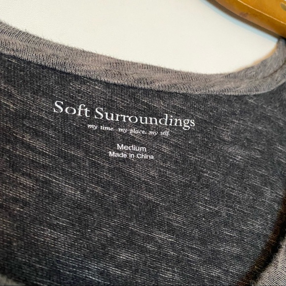 Soft Surroundings Gray Distressed Scoop Neck Long Sleeve Top Shirt Size M - Picture 2 of 7